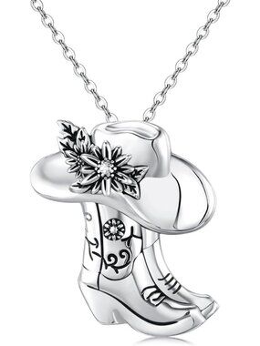 Women's Boot A Sterling Turquoise Pendant Highland Cow Skull Western Necklace